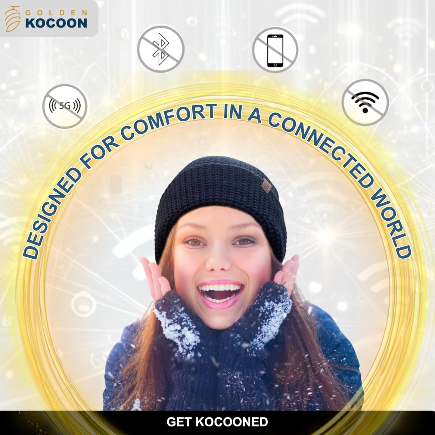 E-M-F Beanie - Organic Cotton with EcoShield™ Bamboo Lyocell Faraday Silver Liner - Hat Cap Ideal for Everyday 5 G, B T, Smart Meter & Wi Fi environments - Black