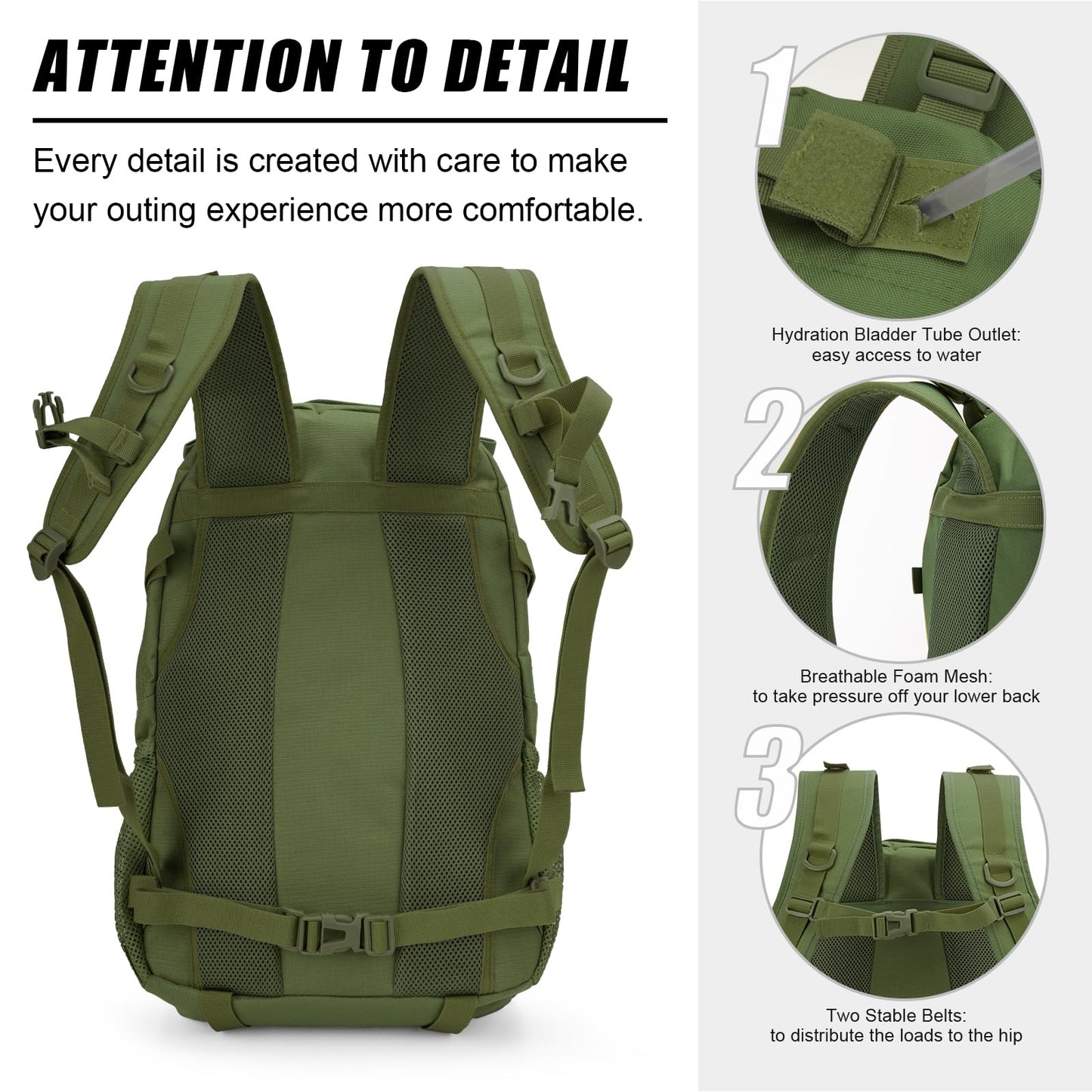 Jueachy Tactical Backpack for Men Hiking Day Pack Molle Military Rucksack Waterproof 30L EDC Bag with USA Flag Patch