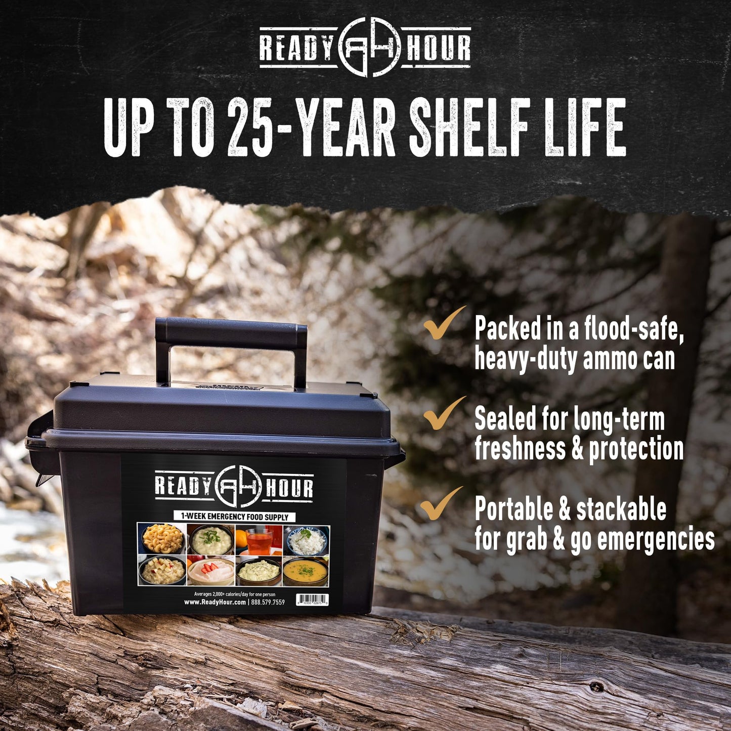 Ready Hour 72-Hour Emergency Food Kit Sample - Survival Meals Variety Pack for Disaster Prep, Freeze-Dried/Dehydrated Camping Food, Bug Out Bag MRE Alternative, Preparedness & Power Outage Supplies