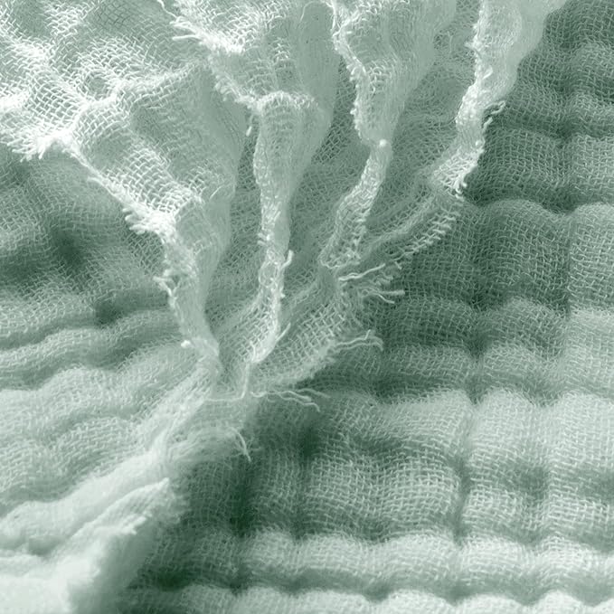 Carriediosa 100% Cotton Muslin Throw Blanket 70" X 80" Twin Size，4-Layers Summer Gauze Throws for Bed Couch，Soft Lightweight Breathable Linen Blankets Bedspread for Adults All Season，Sage Green