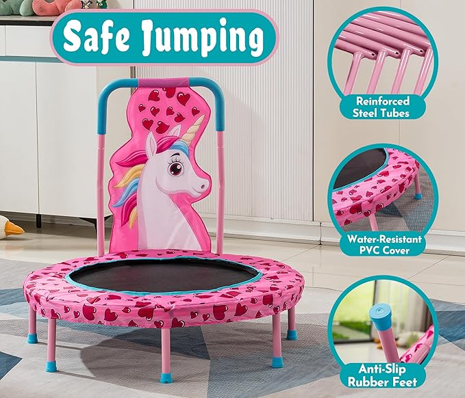 SSLine No-Gap 36'' Trampoline for Kids Toddler with Safety Pad, 36 inch Mini Trampoline with Heavy Duty Frame Indoor, Small Trampolines Max Load 220lbs, Gifts for Boys and Girls