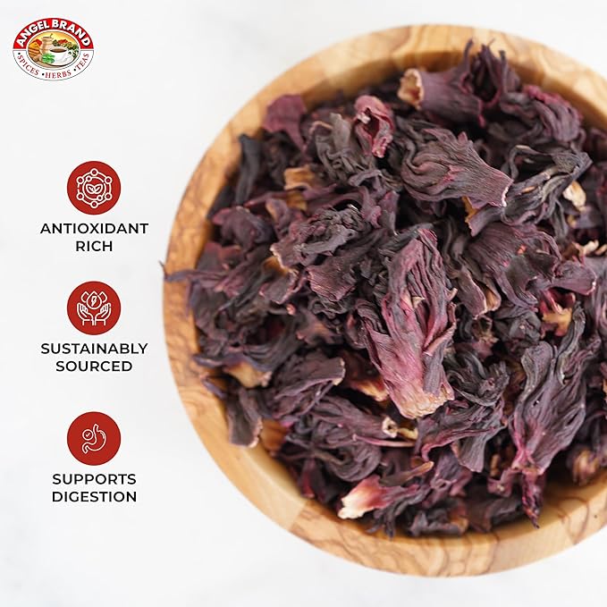 Angel Brand Dried Sorrel Hibiscus Flowers 1.5 lbs Pouch - Discover Rich Flavor & Aroma of Healthful Delights with Hibiscus Tea Loose Leaf - Enjoy Refreshing, & Nutritious Beverages to Elevate Health