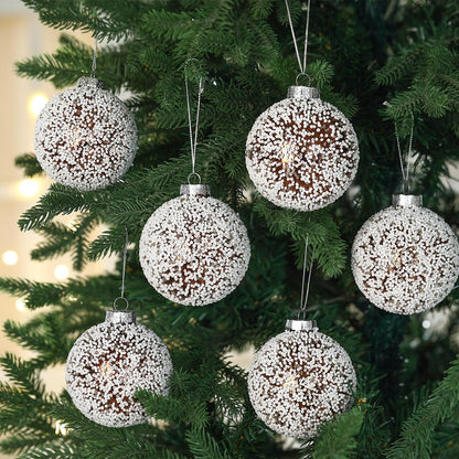 Soulchen 6 Pcs Vintage Metallic Glass Christmas Tree Ornaments 3.15in Brown