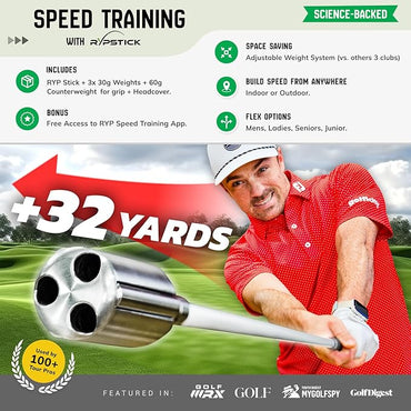 Rypstick | Golf Swing Trainer Device for Increased Distance - Golf Speed Trainer and Warmup Aid