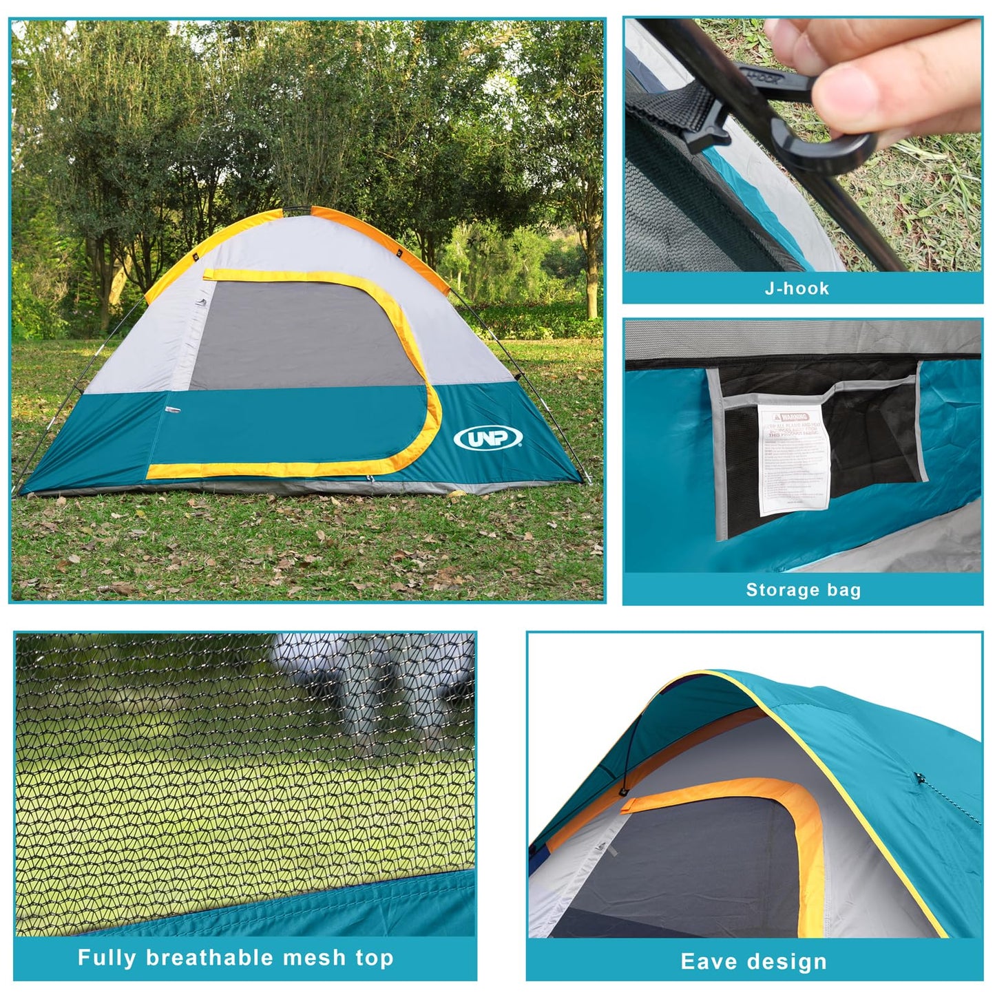 Camping Tent 4 Person, Waterproof Windproof Tent with Rainfly Easy Set up-Portable Dome Tents for Camping