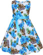 Girls Floral Cotton Dress - Sleeveless Summer Dress with Zipper Closure