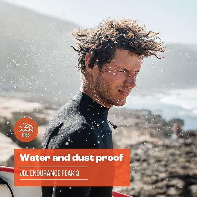 JBL Endurance Peak 3 - Dust and Water Proof (IP68) True Wireless Active Earbuds, Pure Bass Sound, Up to 50 Total Hours of Playback with Speed Charge, Ambient Aware & Talk Thru (Black)