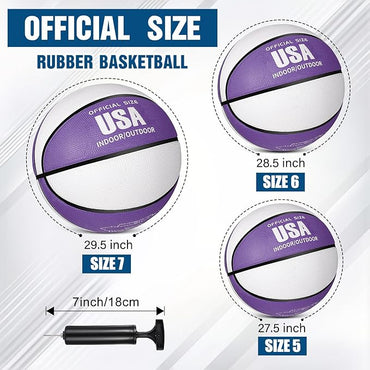 Libima 24 Pcs Rubber Basketballs Bulk with Pump Official Size Multicolor Basket Balls Youth Streetballs Set for Adult Boys Girls Gifts Indoor Outdoor Training Practice