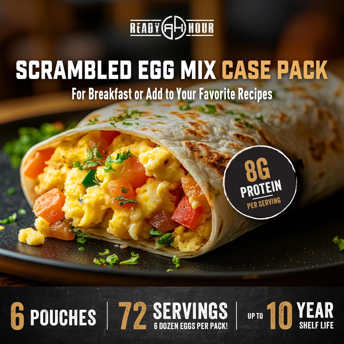 Ready Hour Black Bean Burger Mix Case Pack – 36 Servings (6 Pouches) – Emergency Vegetarian Food, Long Term Storage, Shelf-Stable Veggie Burger, Survival Food Mix