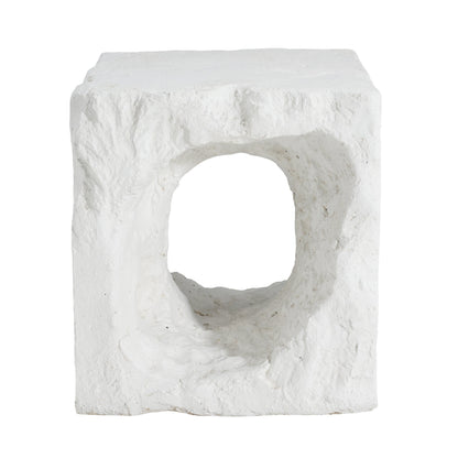 Outdoor Side Table Square MGO White Cave Texture 16.5x17.85in
