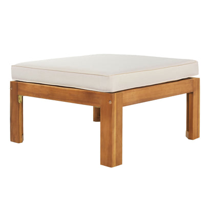 Outdoor Patio Sectional Set Acacia Wood Natural Beige Cushions 5 Piece
