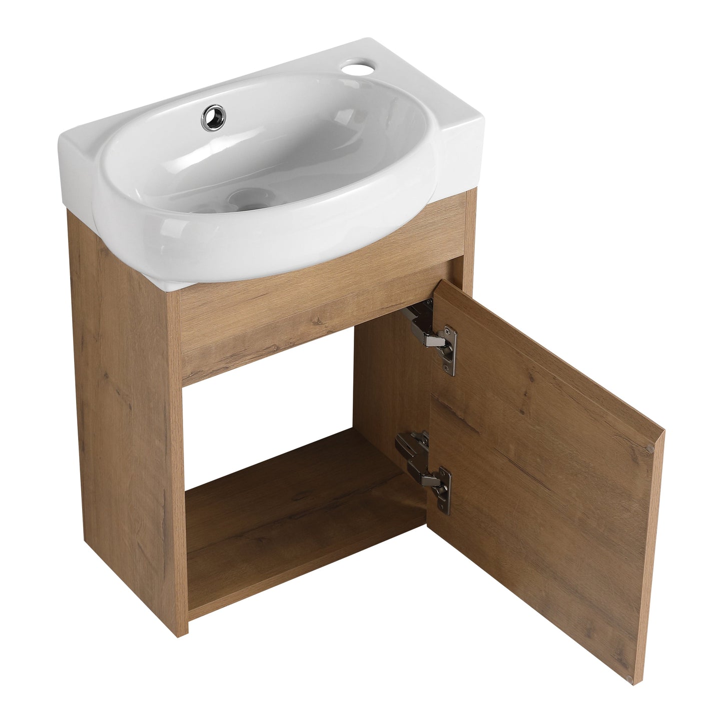 Soft Close Doors Bathroom Vanity With Sink, 16 Inch For Small Bathroom