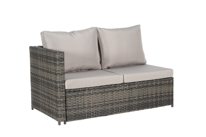 Outdoor Sectional Set PE Rattan 6 Piece L-Shape Gray
