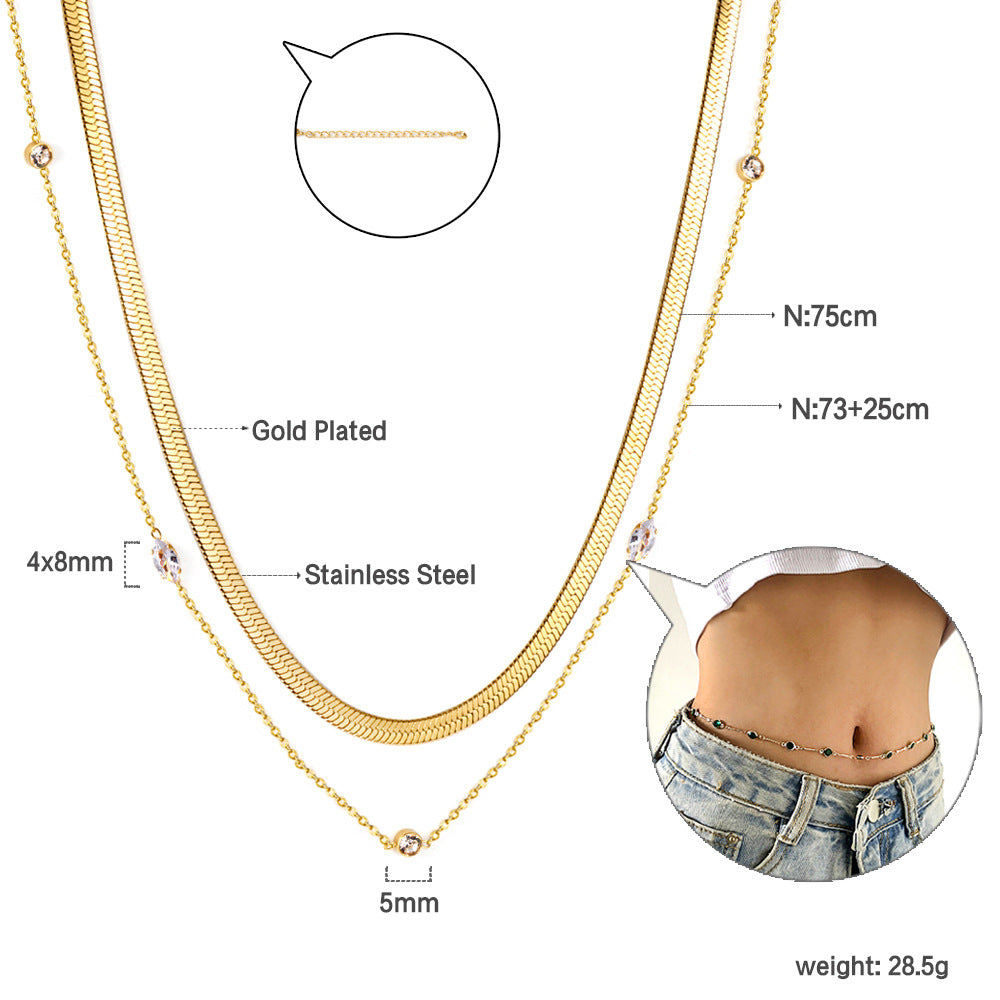 Sweet-and-cool Edgy Two-layer Waist Chain