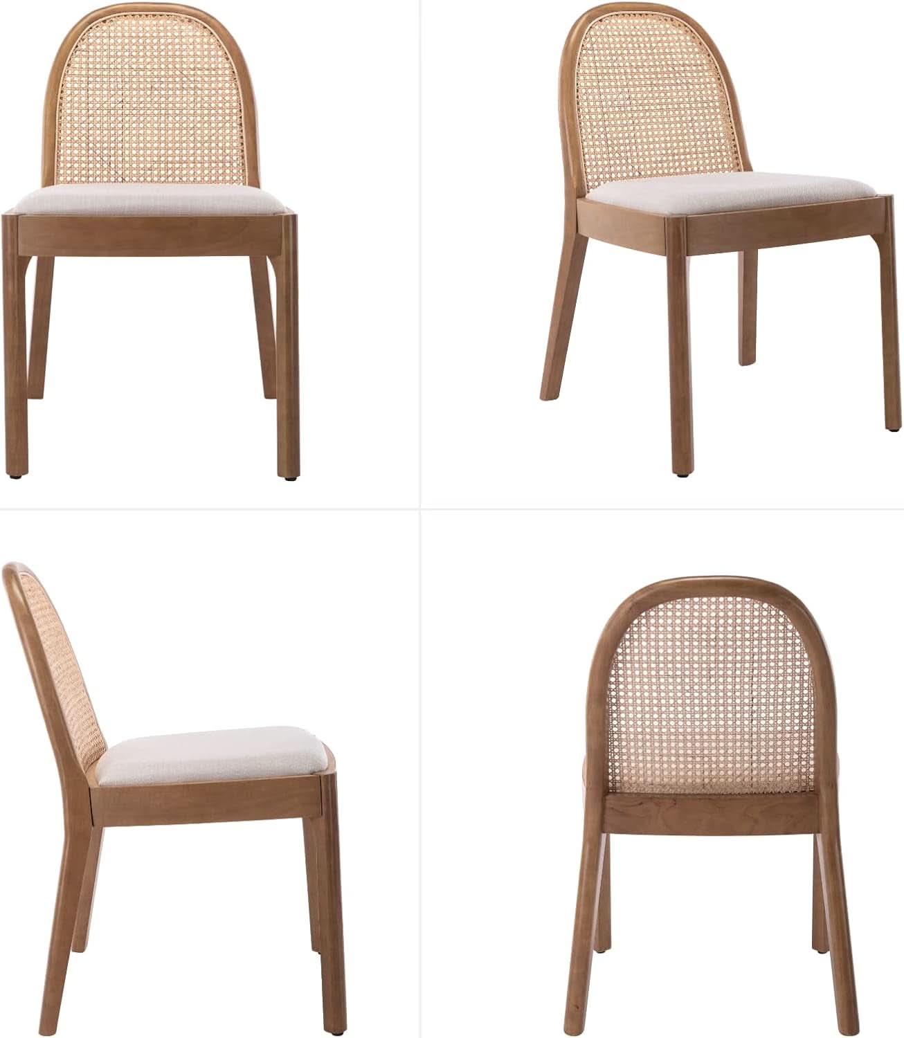 Beige Rattan Dining Chairs Featuring Contemporary Wood