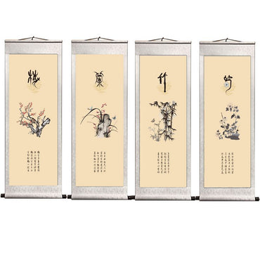The 'Four Gentlemen' Traditional Rice Paper Scroll Paintings