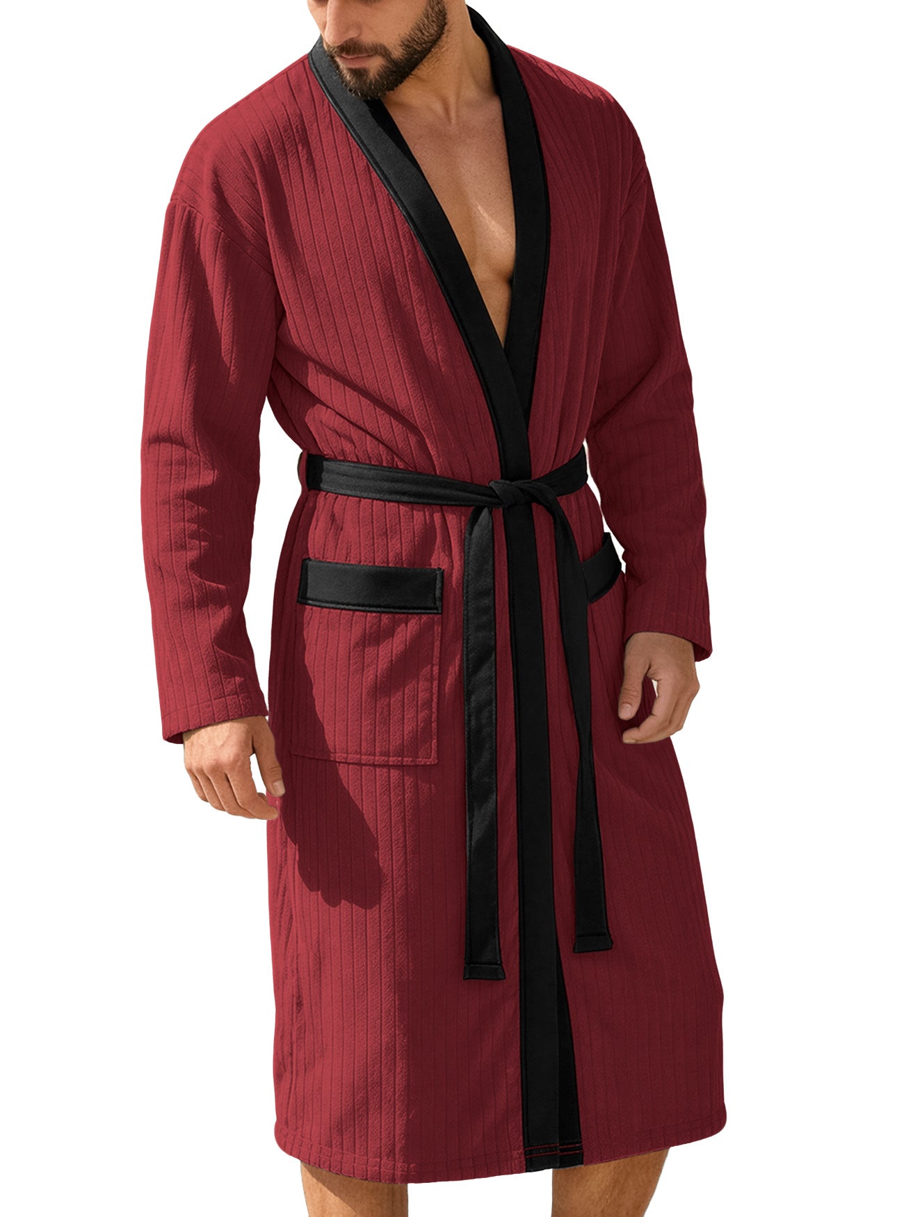 Men's Long Jacquard Soft Solid-Colored Belt