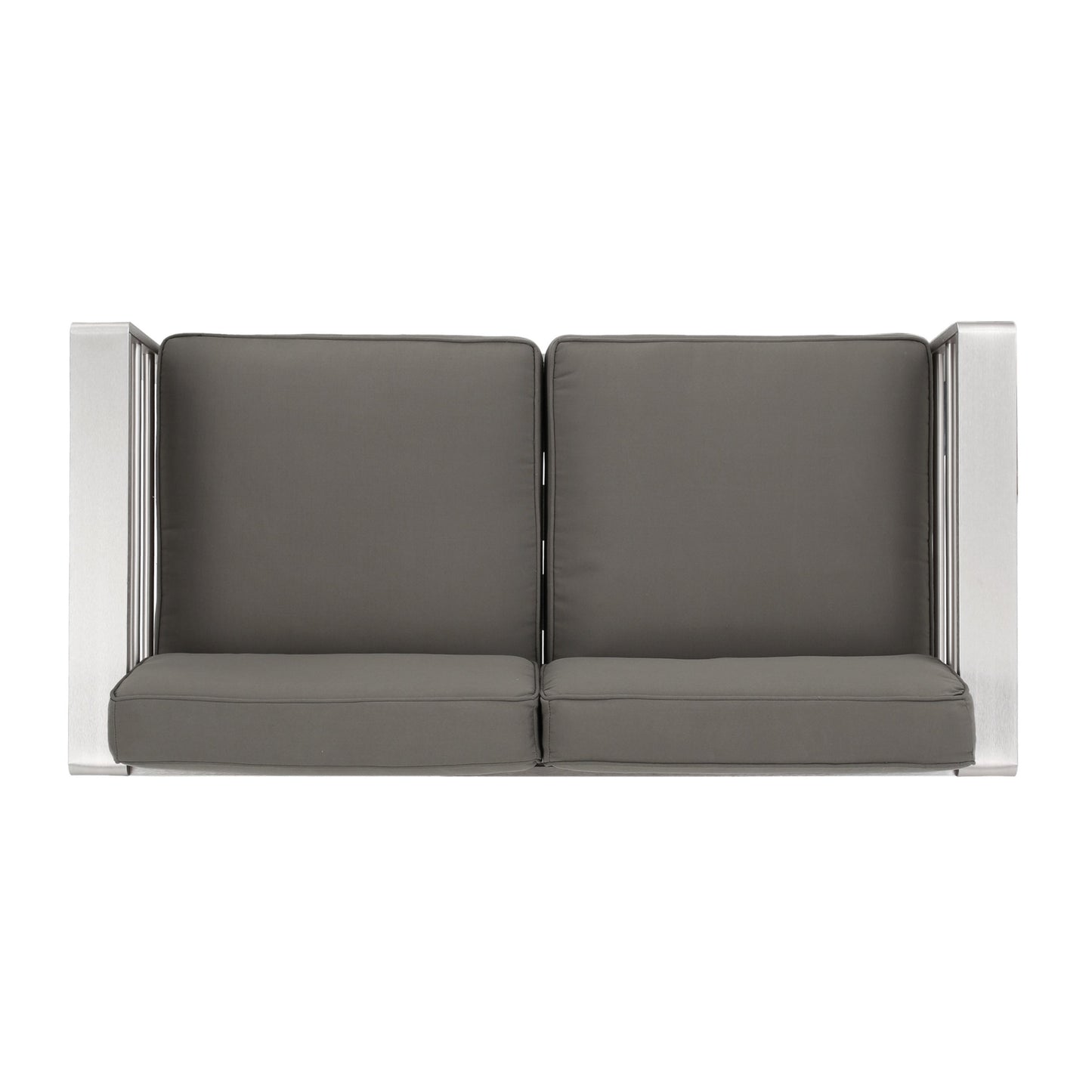 Outdoor Loveseat Aluminum Khaki Water-Resistant Cushion 56.75x27.5 In 600 LB
