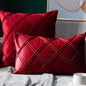 Pure Color Velvet Plaid Pillowcase Home Sofa Bedside Pillow Short Plush Cushion