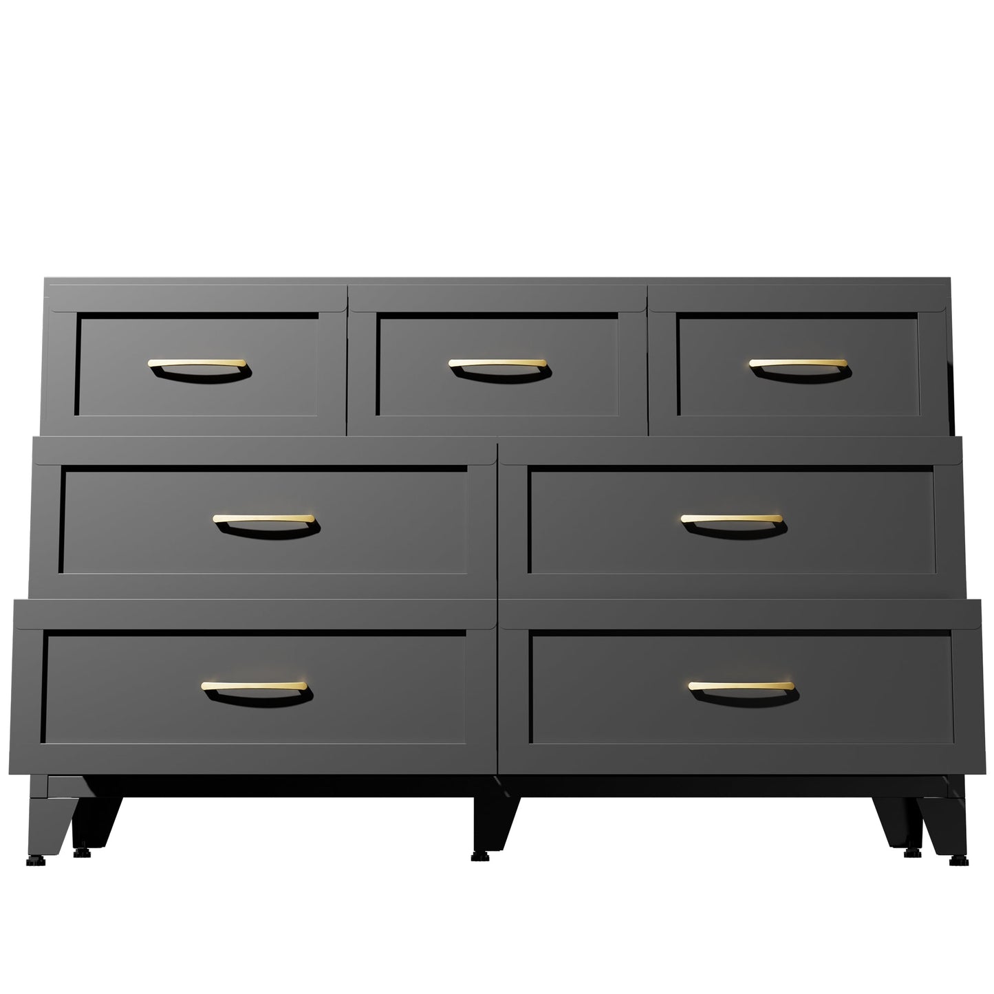 Dresser Low-Profile 7-Drawer Black Steel Smooth Glide 47.3x15.8x30.8 In