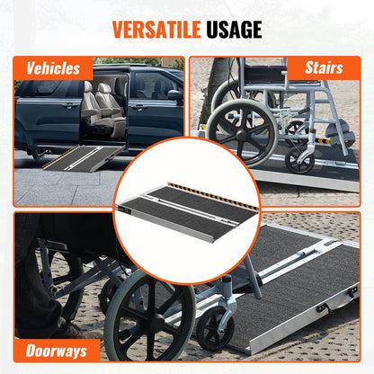 Wheelchair Ramp Aluminum 6 Ft Folding Non-Slip 800 Lb Capacity