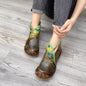 Plain national leather back zipper wedge heel boots
