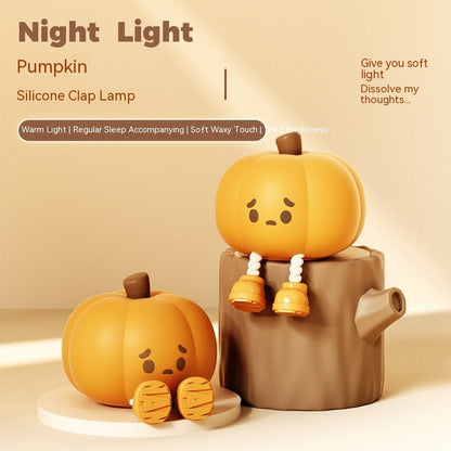 ute Halloween Pumpkin Night Light Soft Silicone Touch Dimmable Kids Lamp
