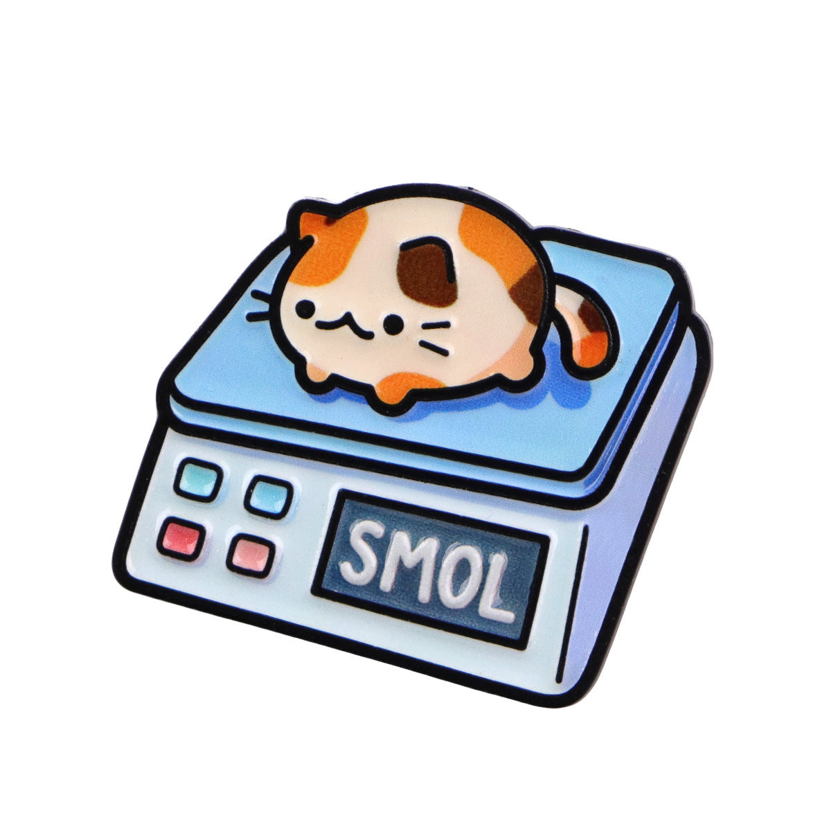 Cute Cartoon Weighing Cat Metal Brooch Minimalist Design
