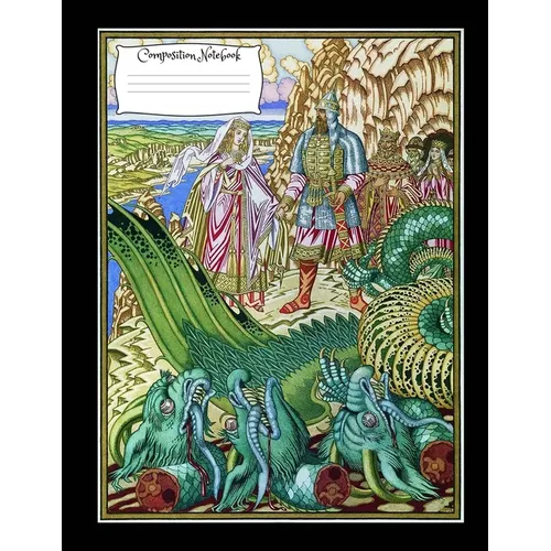 Dragon Composition Notebook: 8.5 x 11 Vintage fantasy art cover composition notebook / Journal 150 lined college ruled pages, dragon medieval softc - Paperback