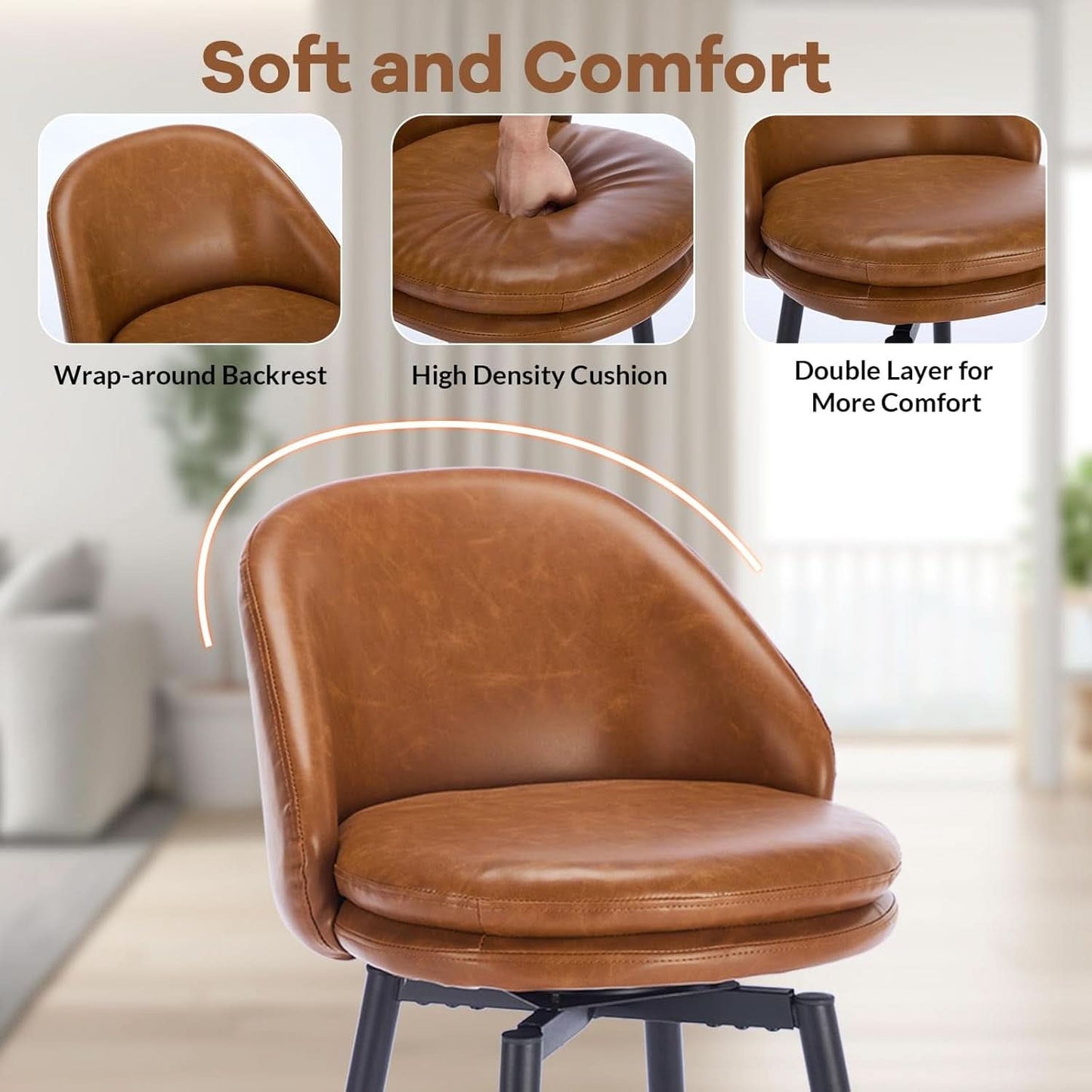 Modern Swivel Bar Stools Set of Two for Kitchen