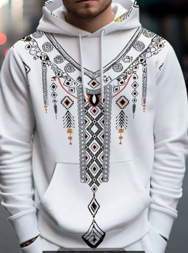 Mens Casual Hooded Long-sleeve Sweatshirt