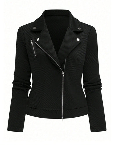 Women's Oblique Zipper Fastener Decoration Slim Casual Jacket