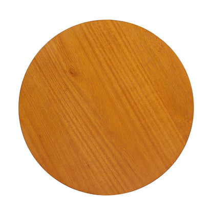 15.70' Round End Table, Hollow Woven Side Table, Small Rubber Wood Nightstand,