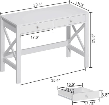 40 Inch White Computer Desk For Home Office Use And Study