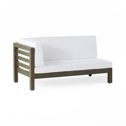 Outdoor Sectional Set Acacia Wood White V-Shape 4 Piece 600 LB