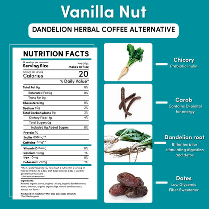 Dandelion Vanilla Nut Herbal Coffee