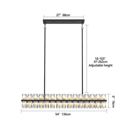 Rectangular Crystal Chandelier Black Frame K9 Crystals Living Dining