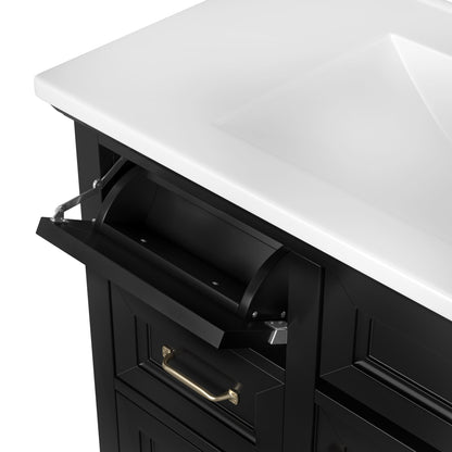 36-Inch Bathroom Vanity with Ceramic Sink Top, 4 Drawers and 1 Soft-Close Door