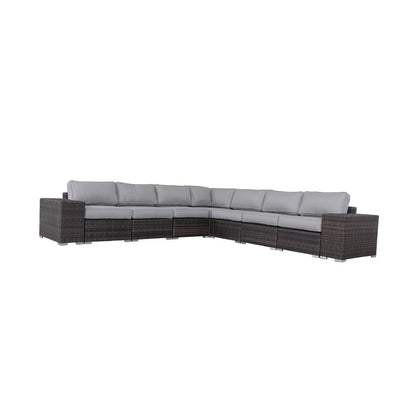 Outdoor Sectional Set HDPE Wicker Aluminum Gray 15 Cushions 2100 LB