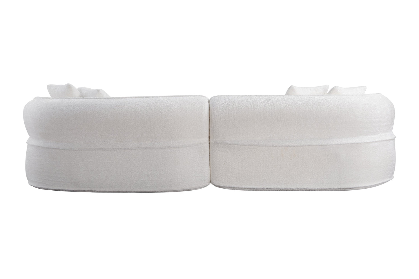 Sofa Curved L-Shape Boucle White 4 Seat 114 In No Assembly