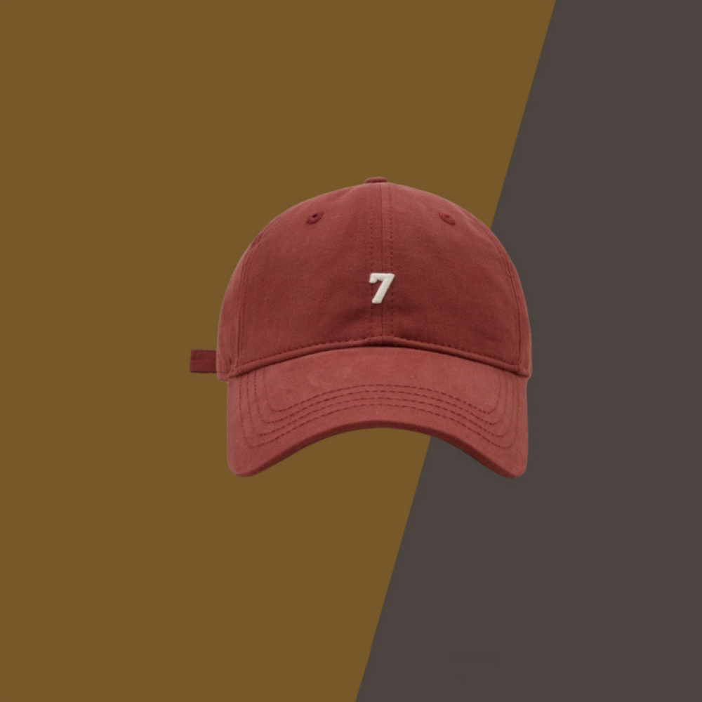 Men's And Women's Identical Embroidered Number 7 Distressed Washed Adjustable All-white Casual Minimalist Retro Baseball Cap Suitable For Daily Outings And Commuting Outfits