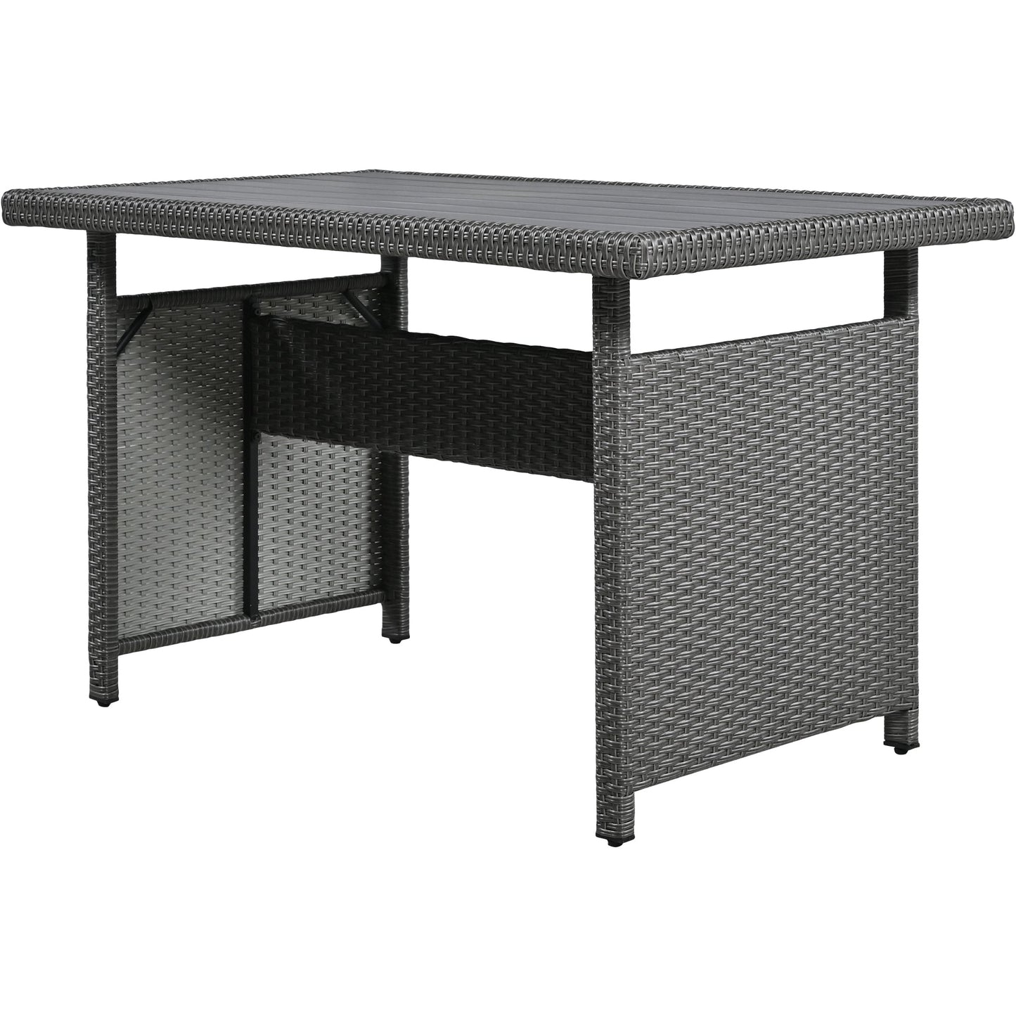 Outdoor Sectional Set PE Wicker Steel Gray 5 Piece L-Shape Seats 7