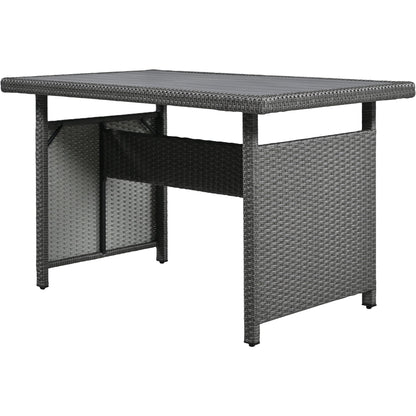 Outdoor Sectional Set PE Wicker Steel Gray 5 Piece L-Shape Seats 7