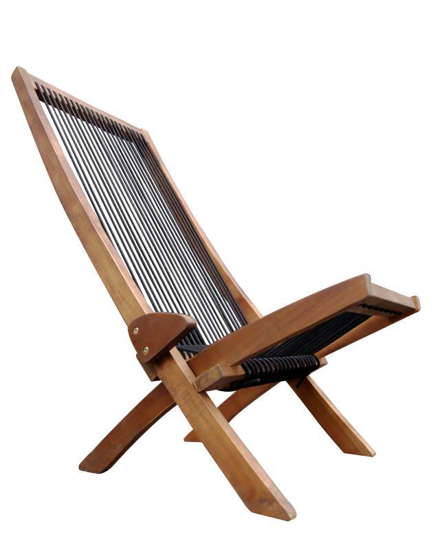 Accent Chair Folding Solid Wood Natural Rope Seat Indoor Outdoor Foldable