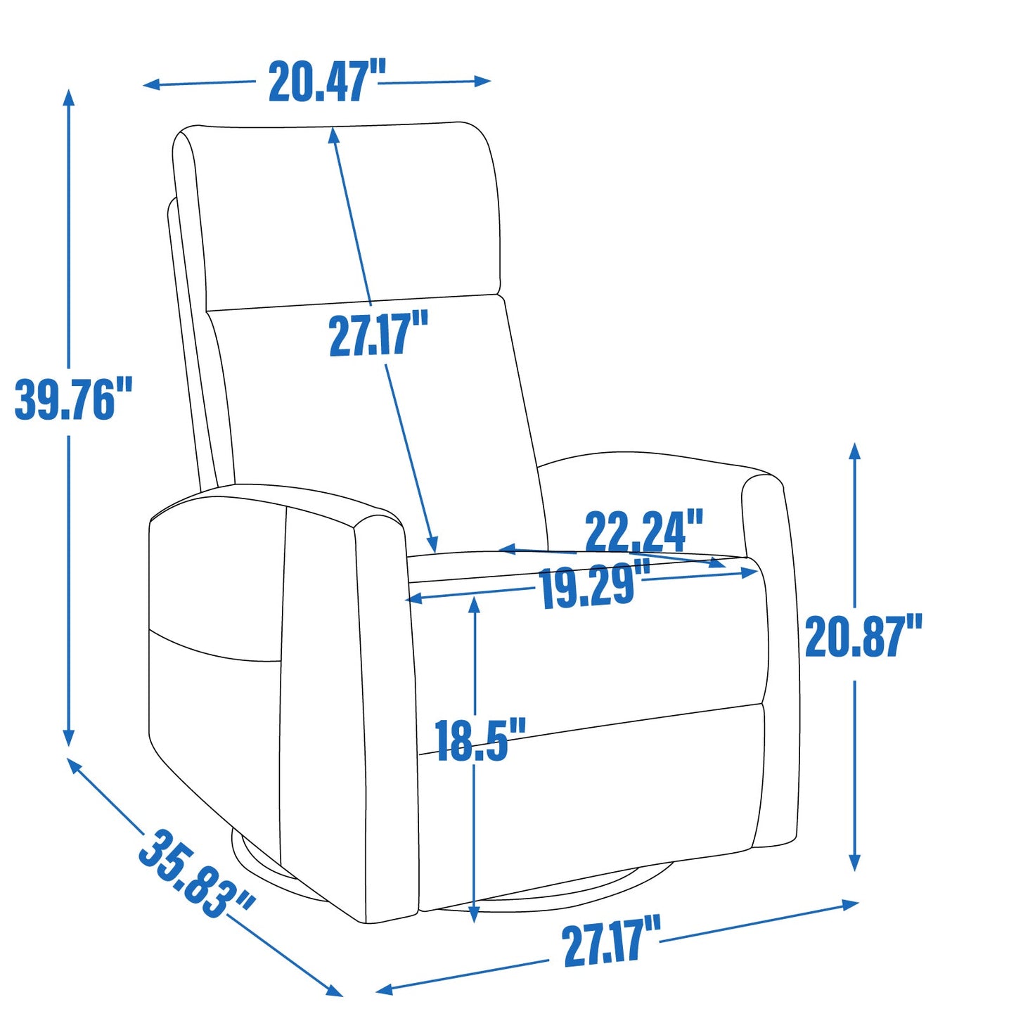 Recliner Chair Swivel Rocker Polyester Brown 360 Degree Heat Massage 155