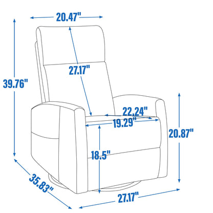 Recliner Chair Swivel Rocker Polyester Brown 360 Degree Heat Massage 155