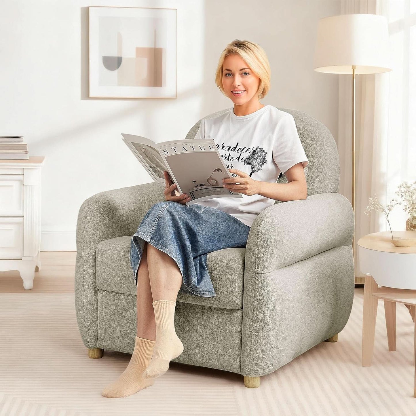 33Point5Inch Modern Reading Chair With HiddenStorage