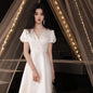 French Bridesmaid Cheongsam Satin Light Wedding Small Evening Dress Women