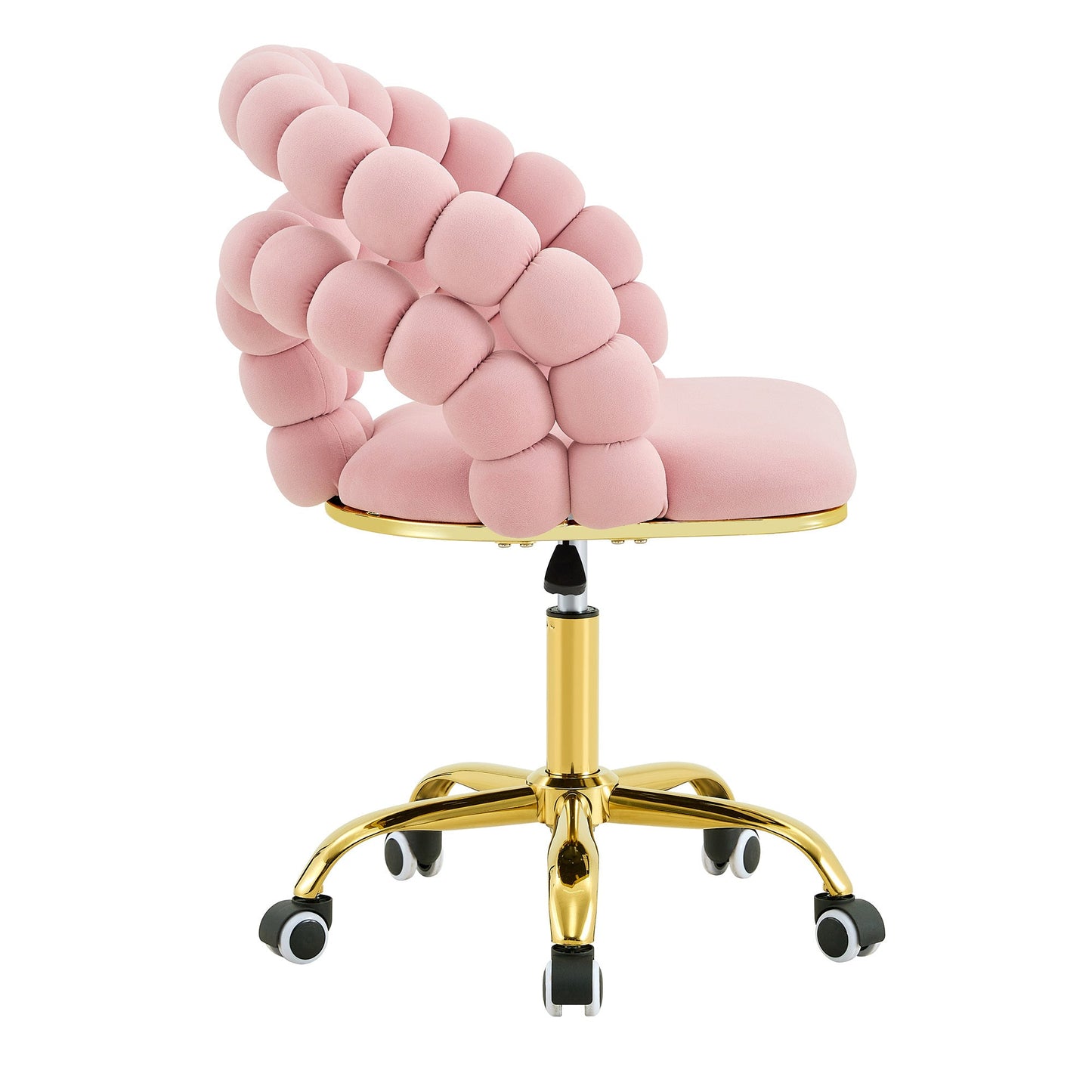 Pink Velvet Bubble Vanity Chair with Gold Base, 360 Swivel Height Adjustable