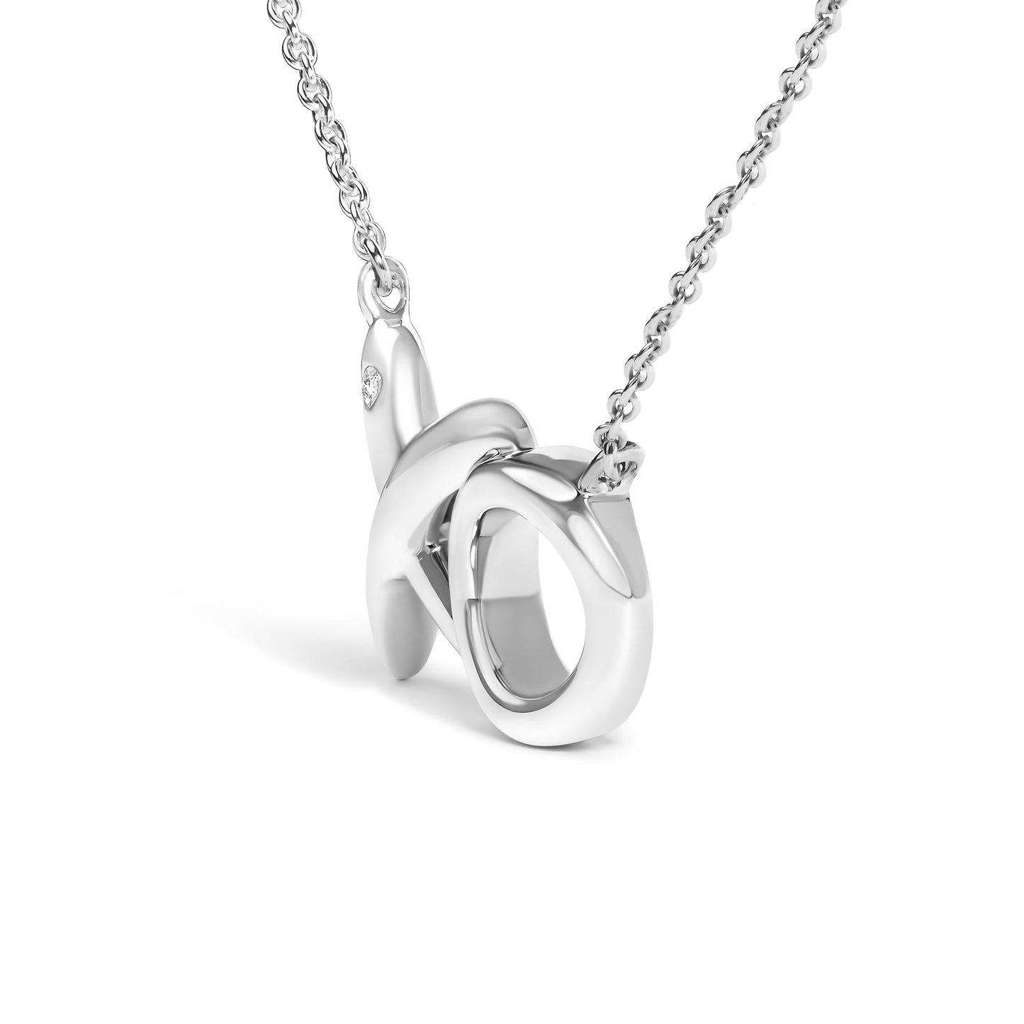 Diamond Accent XO Pendant Necklace in .925 Sterling Silver – Bezel Set